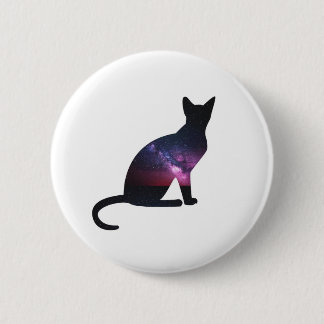Badge Rond 5 Cm Bouton de chat de galaxie
