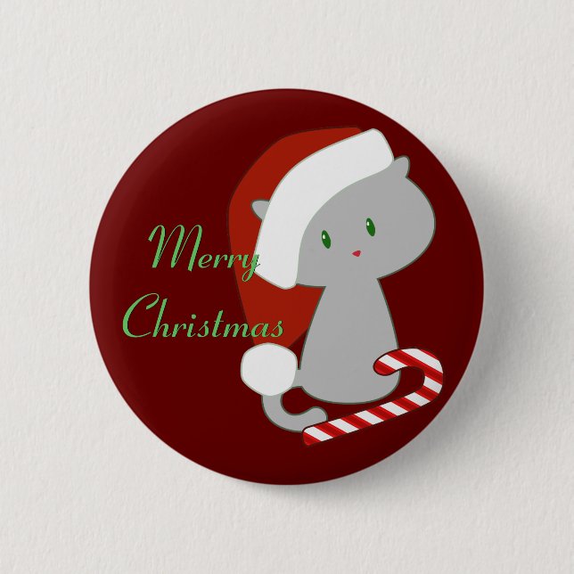 Badge Rond 5 Cm Bouton de chat de sucre de canne (Devant)