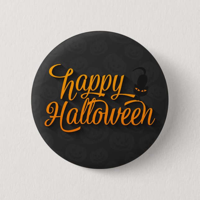 Badge Rond 5 Cm Bouton de chat effrayant Halloween (Devant)