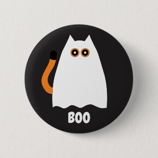 Badge Rond 5 Cm Bouton de chat fantôme d'Halloween