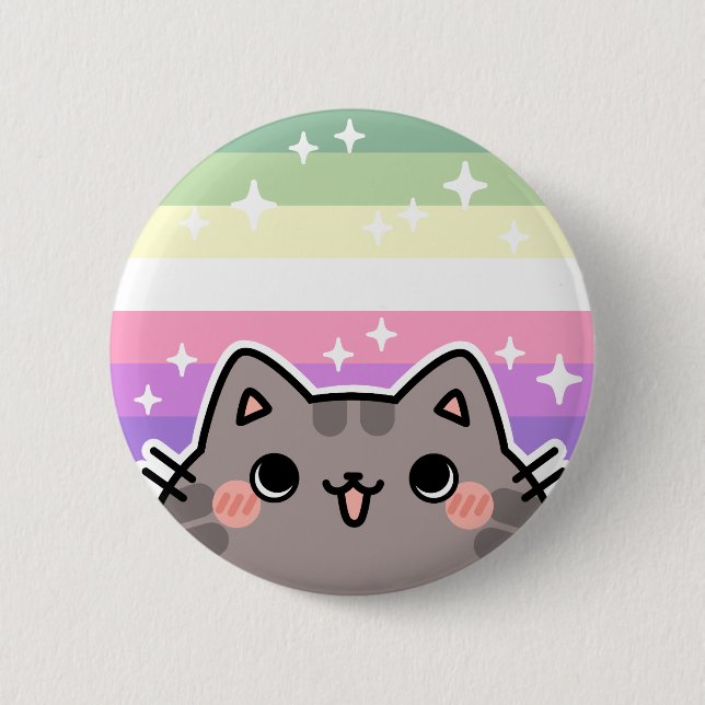 Badge Rond 5 Cm Bouton de chat Genderfae LGBT Pride (Devant)