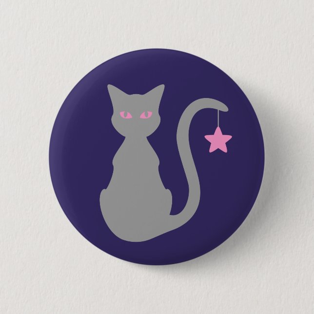 Badge Rond 5 Cm Bouton de chat gris (Devant)