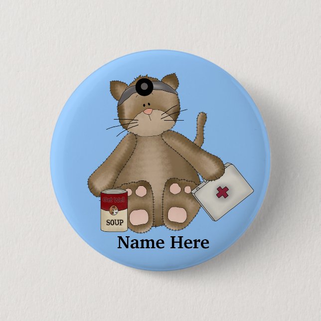Badge Rond 5 Cm Bouton de chat infirmière (Devant)