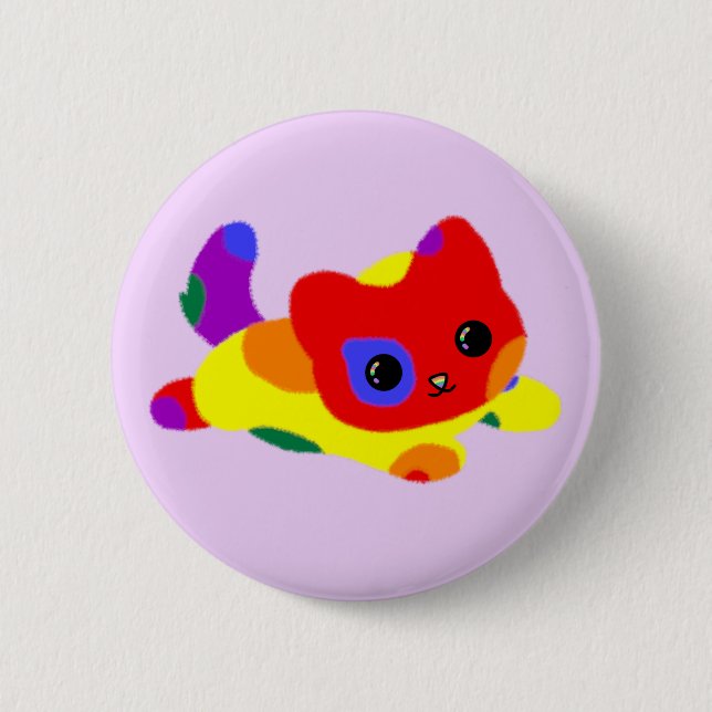 Badge Rond 5 Cm Bouton de chat LGBT+ Pride (Devant)