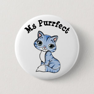 Badge Rond 5 Cm Bouton de chat mignon Mme Purrfect