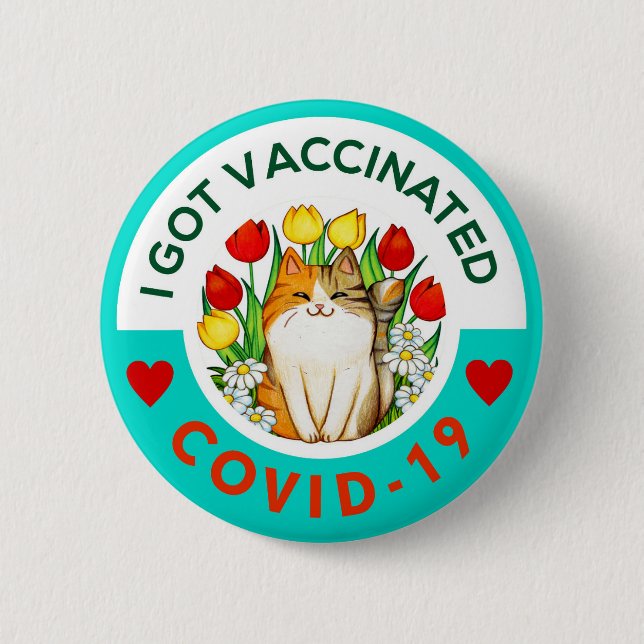 Badge Rond 5 Cm Bouton de chat mignon vacciné (Devant)