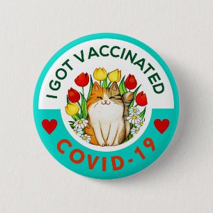 Badge Rond 5 Cm Bouton de chat mignon vacciné