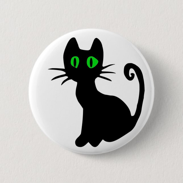 Badge Rond 5 Cm Bouton de chat noir (Devant)