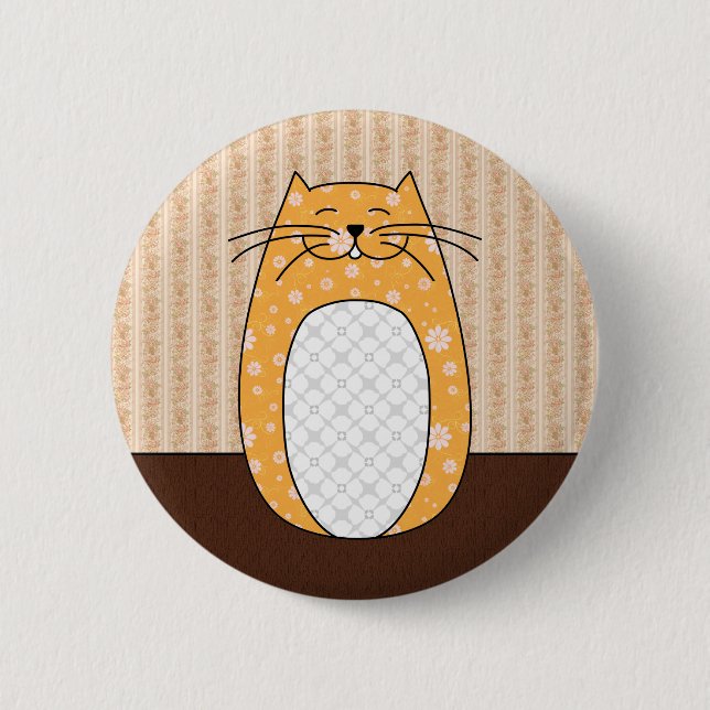 Badge Rond 5 Cm Bouton "de chat orange" (Devant)
