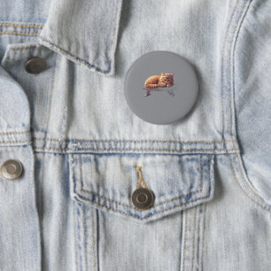 Badge Rond 5 Cm Bouton de Chat Rouquin Endormi
