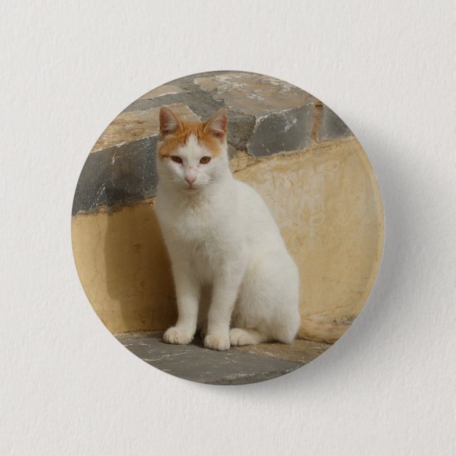 Badge Rond 5 Cm Bouton de chat rustique (Devant)
