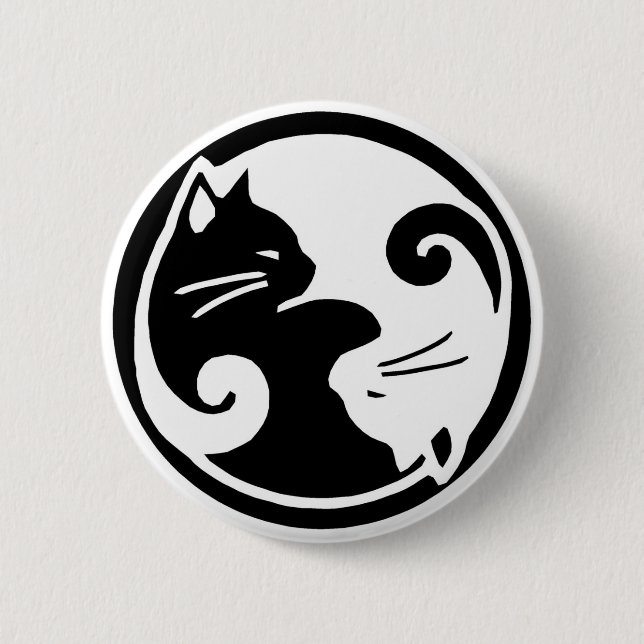 Badge Rond 5 Cm Bouton de chats de Yin Yang (Devant)