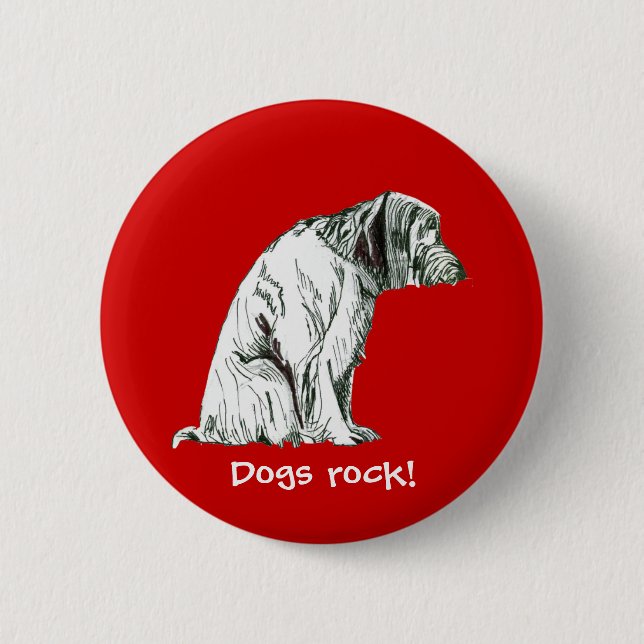 Badge Rond 5 Cm Bouton de chien assis (Devant)