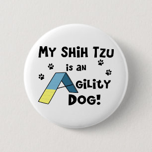 Badge Rond 5 Cm Bouton de chien d'agilité de Shih Tzu