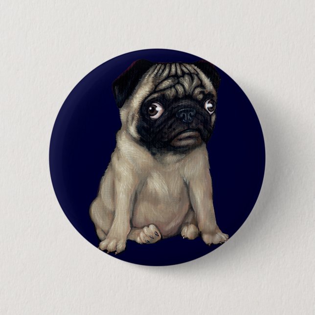 Badge Rond 5 Cm Bouton de chien de carlin (Devant)