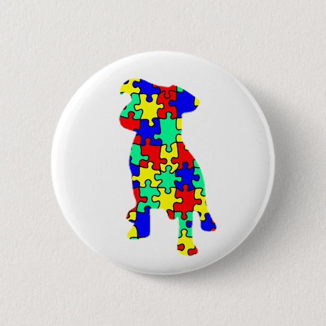 Badge Rond 5 Cm Bouton de chien de compagnon d'autisme (Devant)