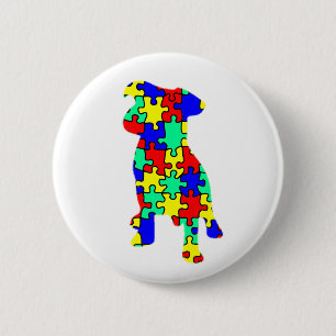 Badge Rond 5 Cm Bouton de chien de compagnon d'autisme