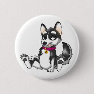 Badge Rond 5 Cm Bouton de chien de traîneau sibérien d'Anthro