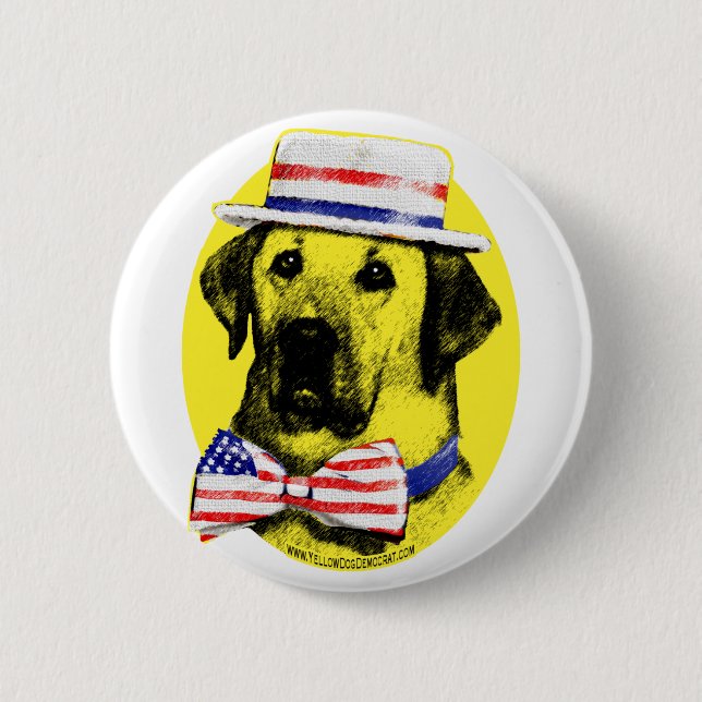 Badge Rond 5 Cm Bouton de chien jaune (Devant)
