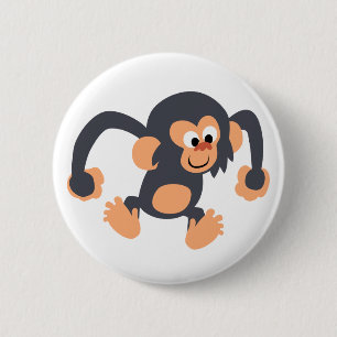 Badge Rond 5 Cm Bouton de chimpanzé à caricature mignonne