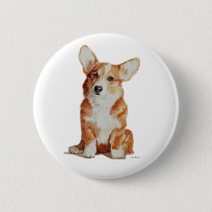 Badge Rond 5 Cm Bouton de chiot de gallois de corgi