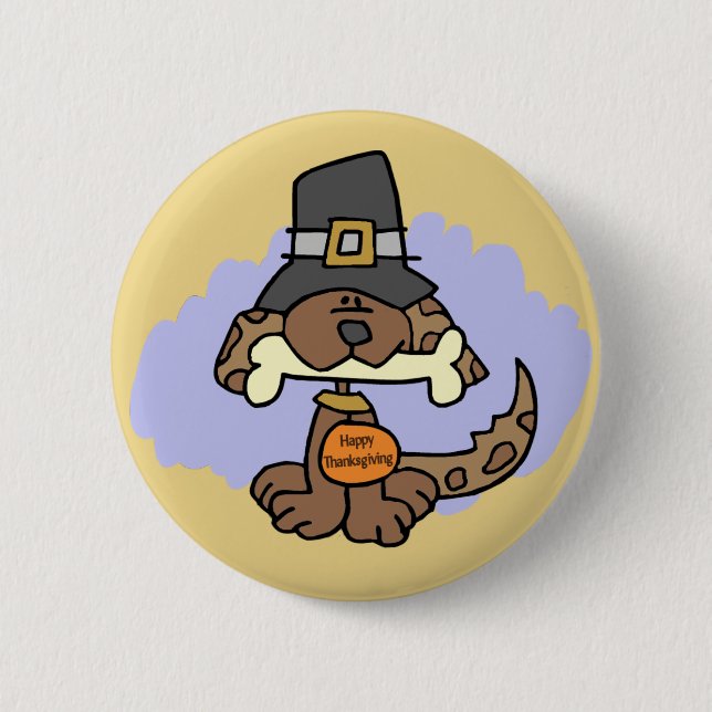 Badge Rond 5 Cm Bouton de chiot de thanksgiving (Devant)