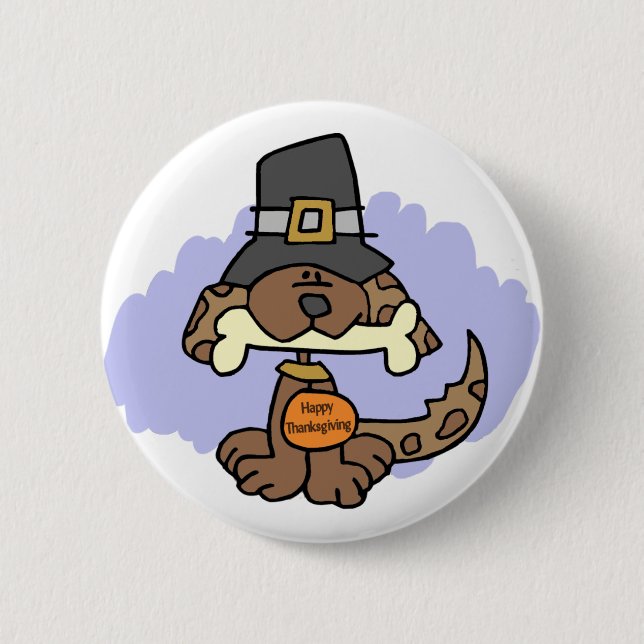 Badge Rond 5 Cm Bouton de chiot de thanksgiving (Devant)