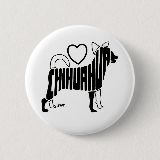 BADGE ROND 5 CM BOUTON DE CHIWAWAS D'AMOUR (Devant)