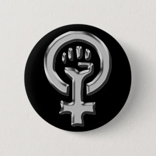 Badge Rond 5 Cm Bouton de chrome de puissance de femme