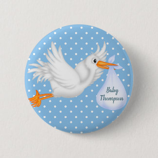 Badge Rond 5 Cm Bouton de cigogne personnalisé pour garçons