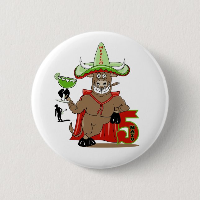 Badge Rond 5 Cm Bouton de Cinco De Mayo (Devant)