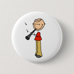Badge Rond 5 Cm Bouton de clarinette en bonhomme allumette