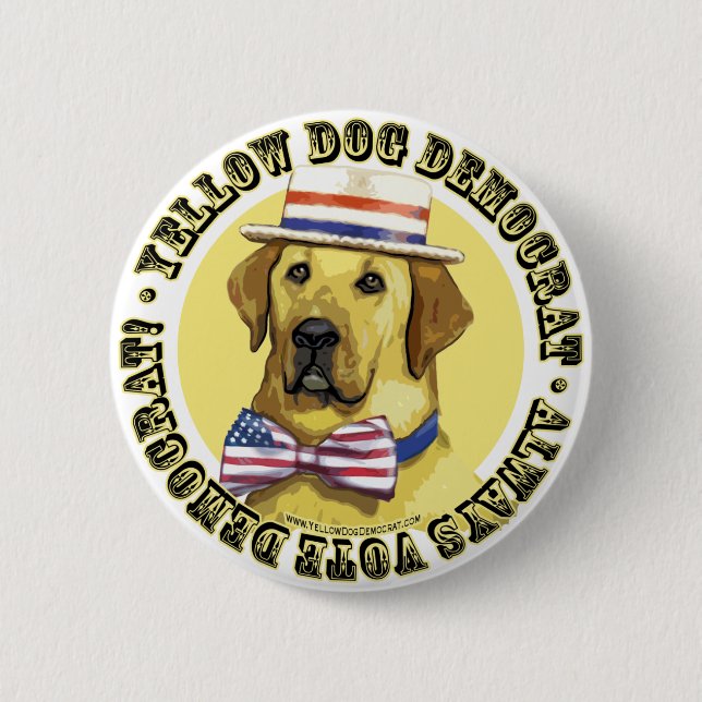 Badge Rond 5 Cm Bouton de classique de Démocrate de chien jaune (Devant)