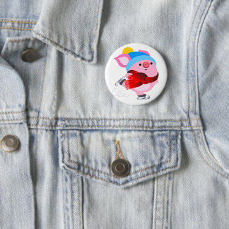 Badge Rond 5 Cm Bouton de cochon de patinage sur glace sur cartons