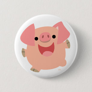 Badge Rond 5 Cm Bouton de cochon joyeux en caricature
