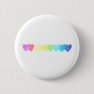 Badge Rond 5 Cm Bouton de coeur d'arc-en-ciel (fané)