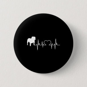 Badge Rond 5 Cm Bouton de coeur de Bulldog