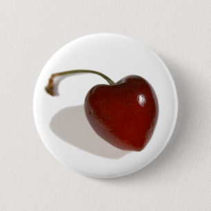 Badge Rond 5 Cm Bouton de coeur de cerise