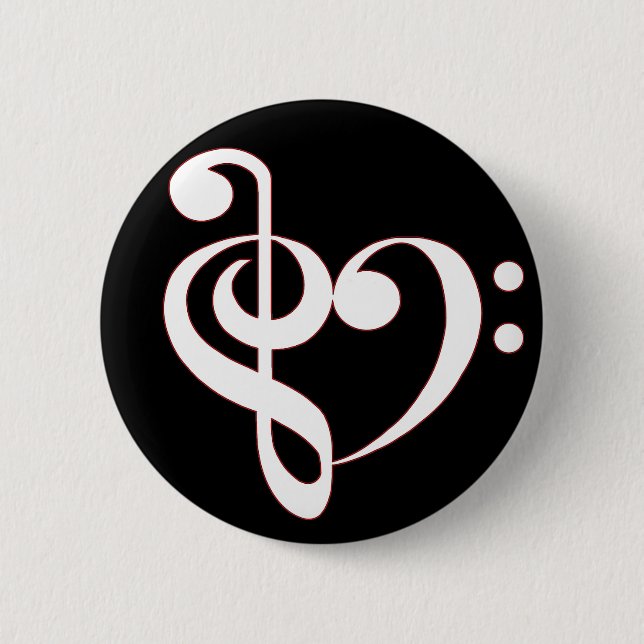Badge Rond 5 Cm Bouton de coeur de clef (Devant)