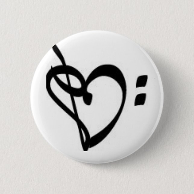 Badge Rond 5 Cm Bouton de coeur de clef de musique (Devant)