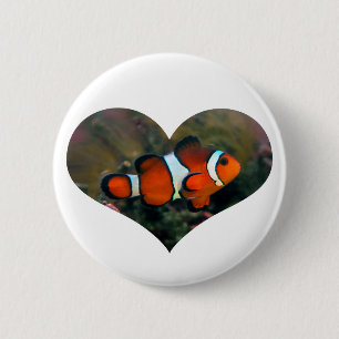 Badge Rond 5 Cm Bouton de coeur de Clownfish