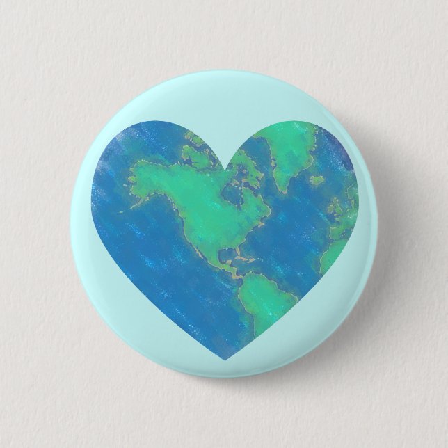 Badge Rond 5 Cm Bouton de coeur de la terre (Devant)