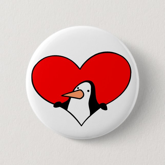 Badge Rond 5 Cm Bouton de coeur de pingouin (Devant)