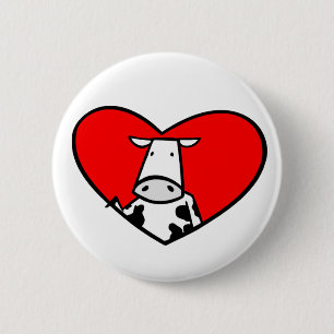 Badge Rond 5 Cm Bouton de coeur de vache