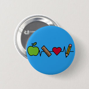 Badge Rond 5 Cm Bouton de coeur d'un enseignant - Épingle de règle