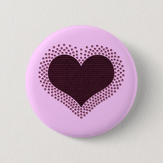 Badge Rond 5 Cm Bouton de coeur métallique, violet (Devant)