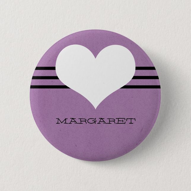 Badge Rond 5 Cm Bouton de coeur moderne violet (Devant)