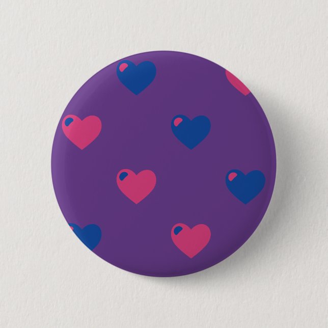Badge Rond 5 Cm Bouton de coeurs de fierté bisexuelle (Devant)