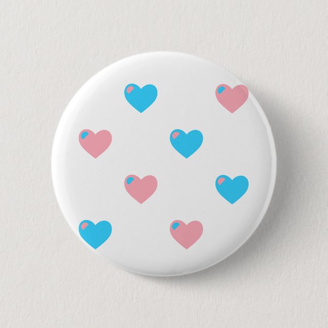 Badge Rond 5 Cm Bouton de cœurs de fierté trans (Devant)