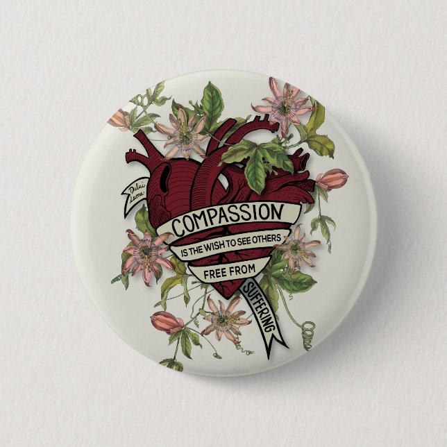 Badge Rond 5 Cm Bouton de compassion - Dalai Lama (Devant)